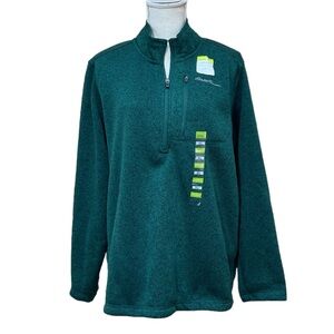 NWT EDDIE BAUER Men’s Green Long Sleeve Pullover Sweater Fleece Size XL